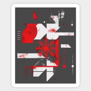 Winter Grunge - Abstract Geometric Snowflake Magnet